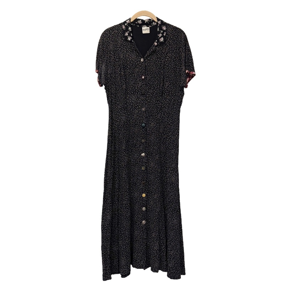 Vintage Sostanza black maxi button up dress size S